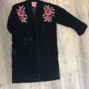 Gorgeous black quilted velvet kimono/coat